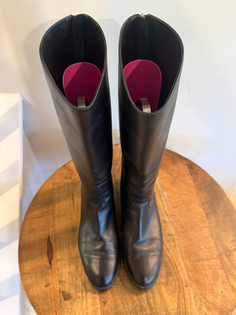 J.Crew Kindling Black Leather Riding Boots Gold Back Zip Women's 8